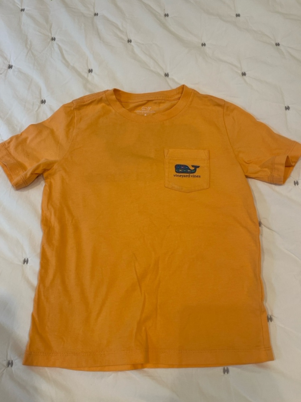 Vineyard Vines Boys Size 6 Orange Whale Pocket T-Shirt Short Sleeve